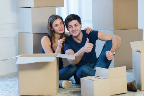 Professional office relocation services team at work